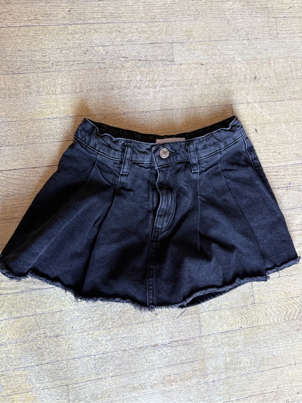 Zara kids Black Pleated Denim Skort-Shorts